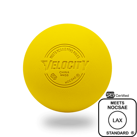 Velocity Yellow Textured Pro Grip Lacrosse Ball NOCSAE/SEI/NFHS/NCAA - 120 Full Case Bulk